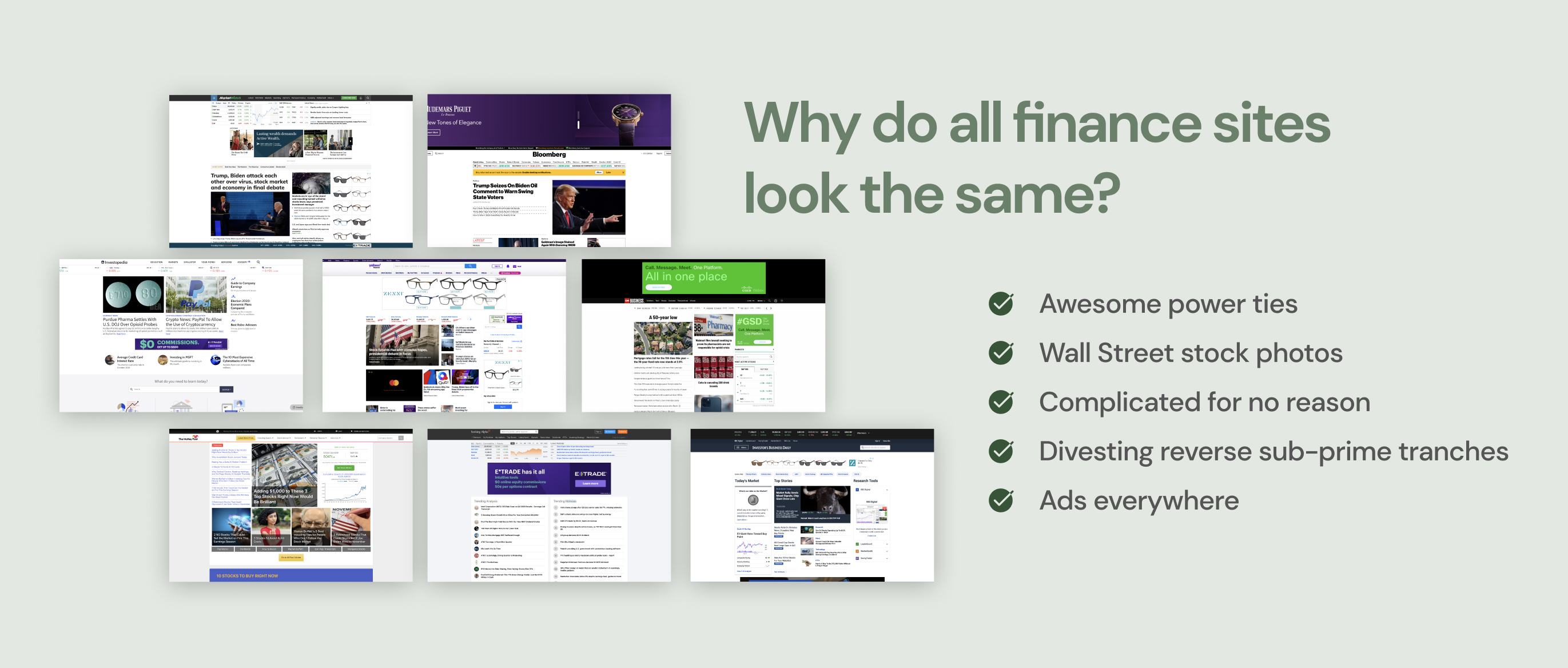 why do all finance sites look the same?